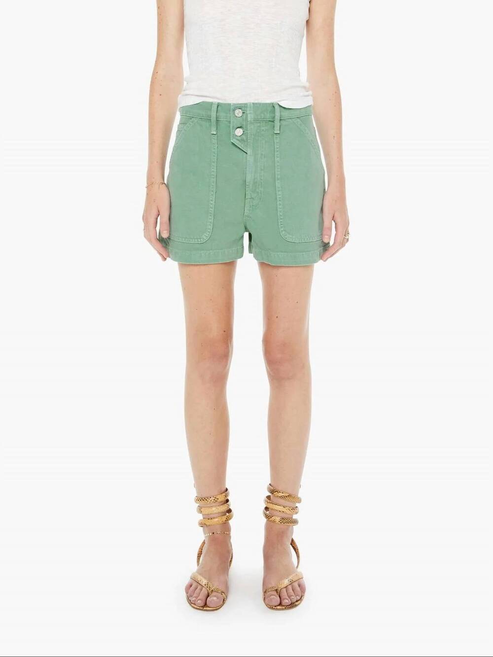 NEW MOTHER detour short in creme de menthe